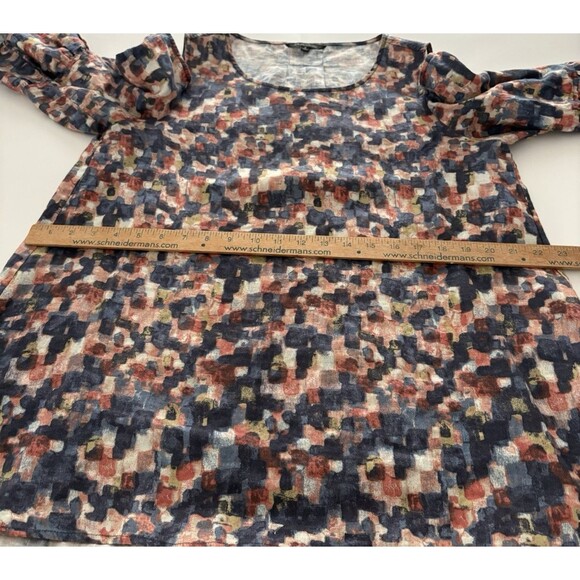 John Mark Linen Tunic Top Size S Blue Brown Bell Sleeve Oversize Lagenlook Fall - Picture 11 of 16